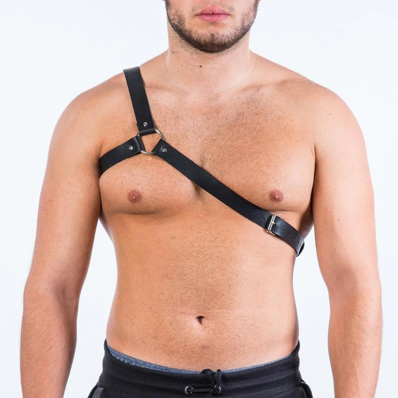 Zdjęcie produktu z kategorii odzieży erotycznej dla mężczyzn - One Shoulder PU Leather Harness