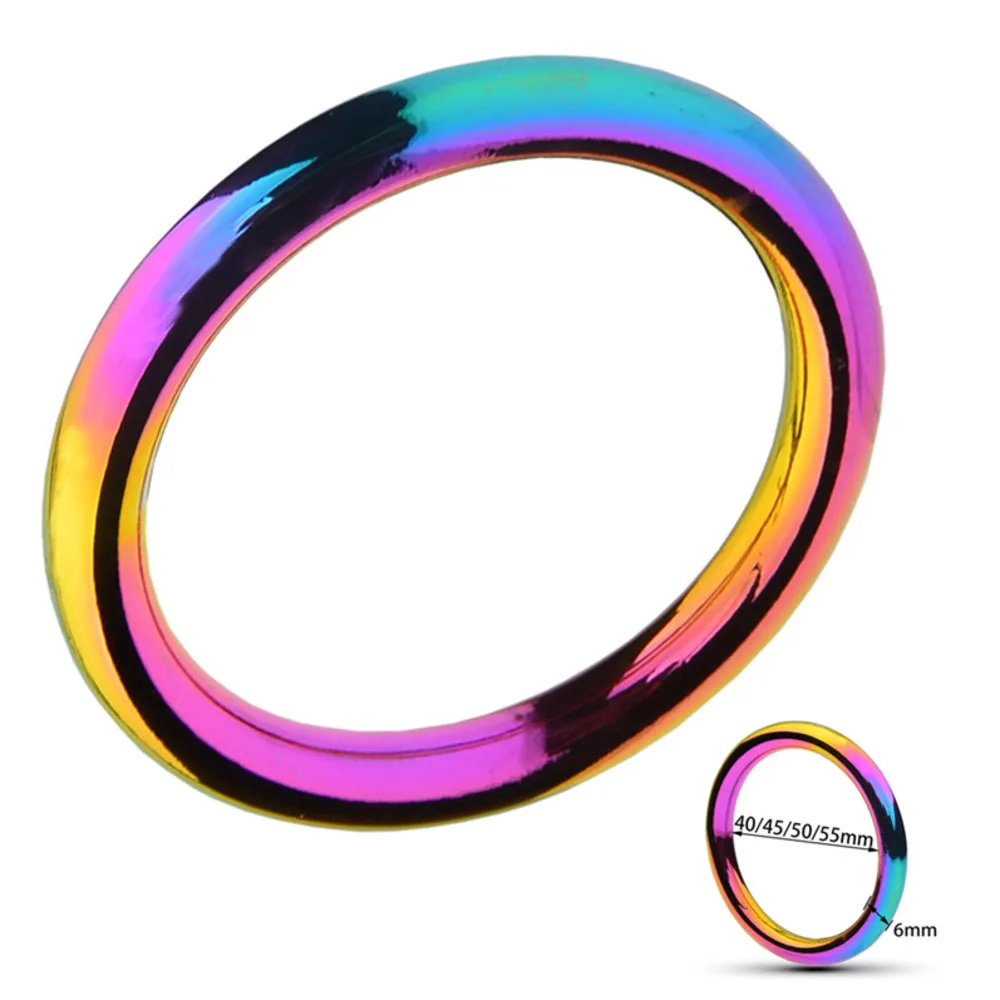 Zdjęcie produktu z kategorii pierścienie erekcyjne - New Colorful Metal Penis Ring