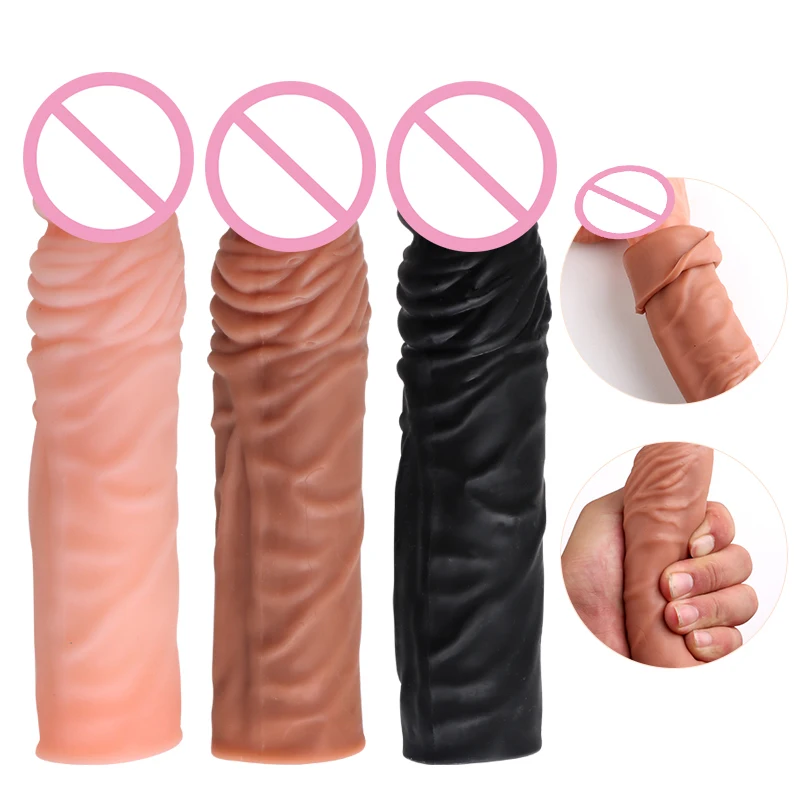 Zdjęcie produktu z kategorii nakładek na penisa - Realistic Penis Sleeve Extender Reusable