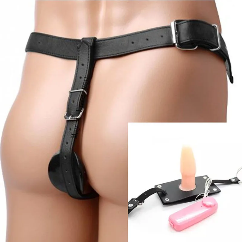 Zdjęcie produktu z kategorii korków analnych - Leather Strapon Harness Man Gays