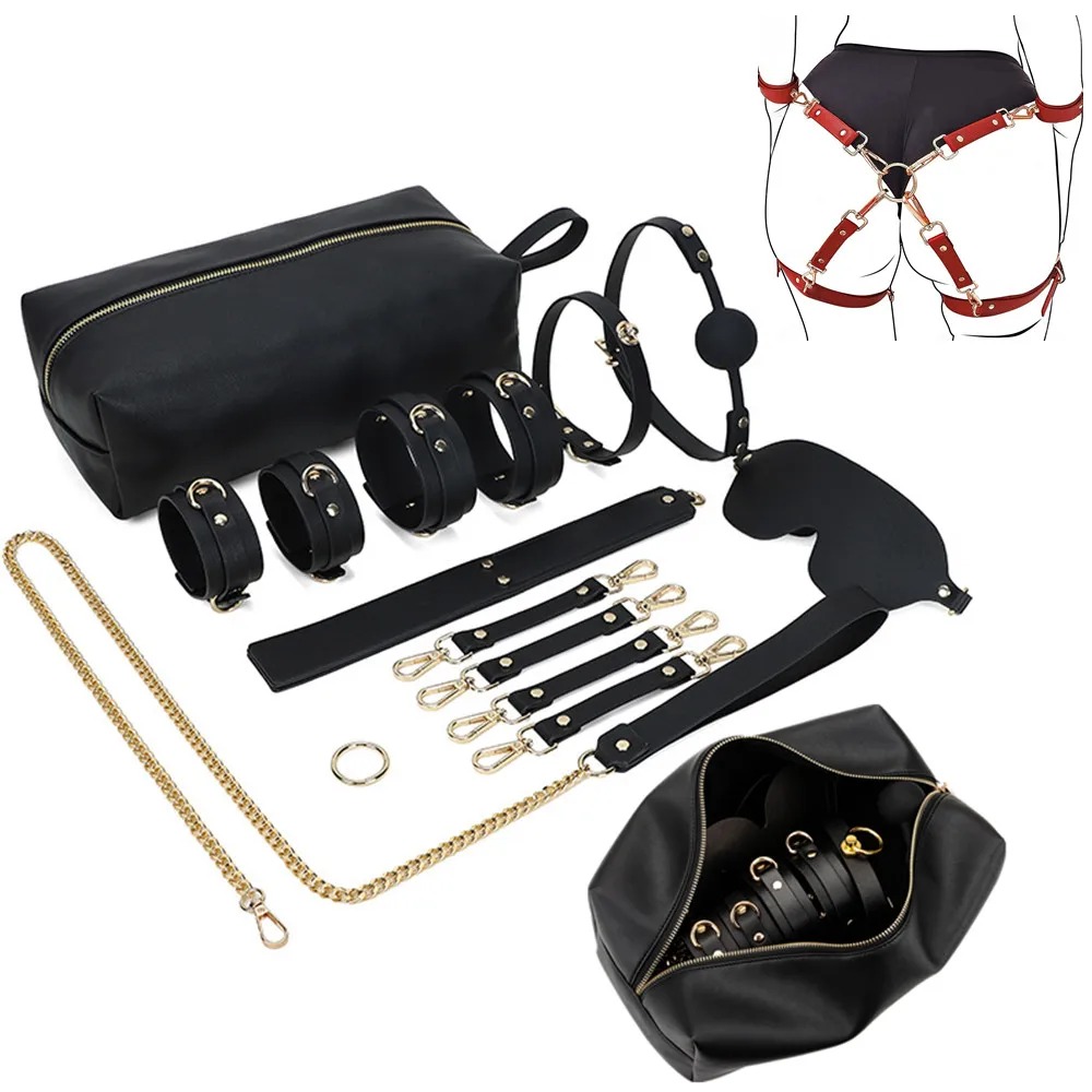 Zdjęcie produktu z kategorii gadżetów BDSM - Genuine Leather BDSM Bondage Kits