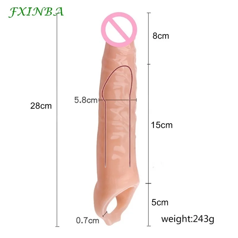 Zdjęcie produktu z kategorii nakładek na penisa - FXINBA 28cm Huge Penis Sleeve
