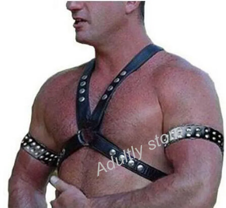 Zdjęcie produktu z kategorii odzieży erotycznej dla mężczyzn - Adjustable Leather chest harness for