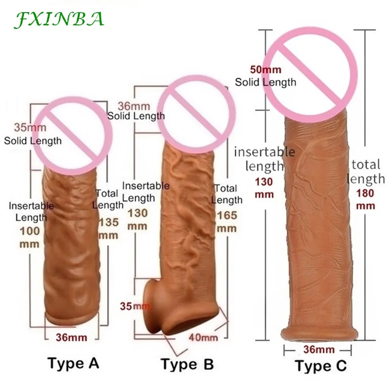Zdjęcie produktu z kategorii nakładek na penisa - FXINBA Realistic Condoms For Men