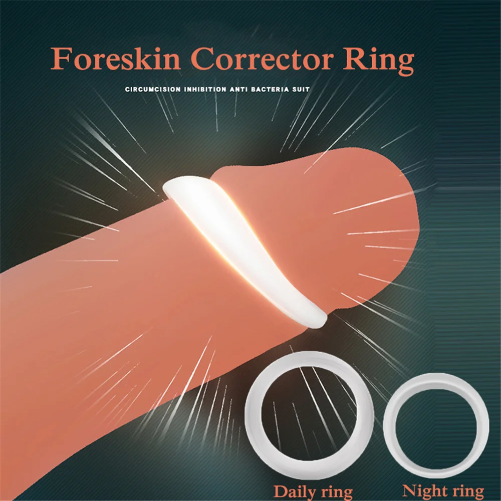 Zdjęcie produktu z kategorii pierścienie erekcyjne - 2PCS Silicone Male Foreskin Corrector