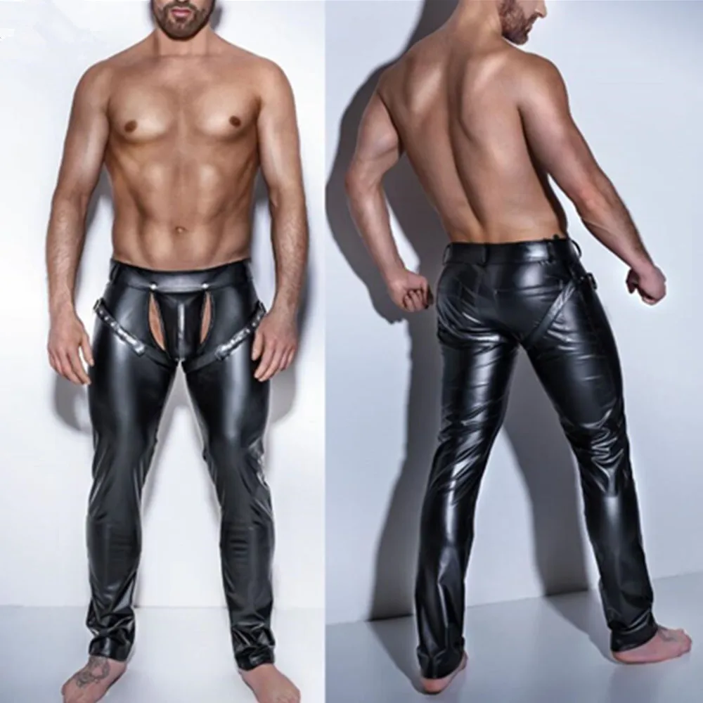 Zdjęcie produktu z kategorii odzieży erotycznej dla mężczyzn - Sexy Men Faux Leather Open
