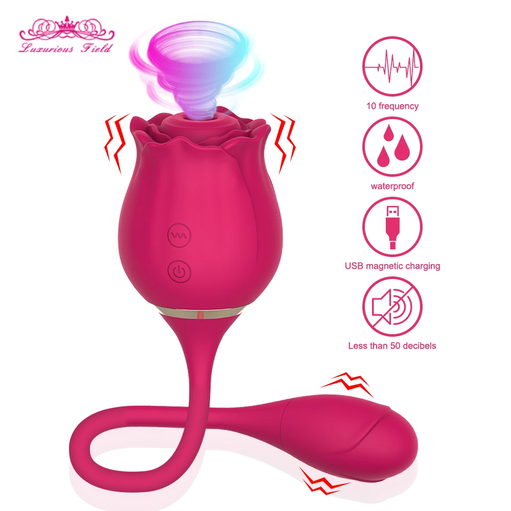 Zdjęcie produktu z kategorii wibratorów luksusowych - Rose Clitoris Sucking Vibrator for