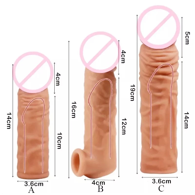 Zdjęcie produktu z kategorii nakładek na penisa - 14/16/20CM Realistic Penis Sleeve Extender