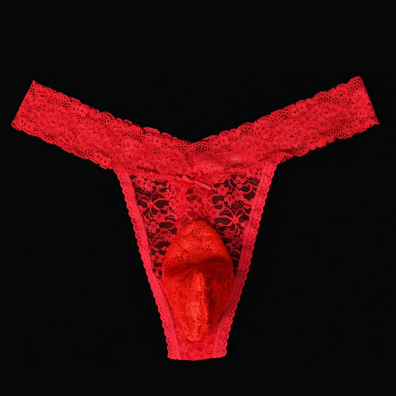 Zdjęcie produktu z kategorii odzieży erotycznej dla mężczyzn - Sexy Men Lace Convex Pouch