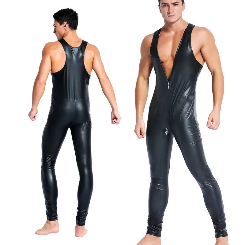 Zdjęcie produktu z kategorii odzieży erotycznej dla mężczyzn - Men Sexy Wetlook Leather Latex