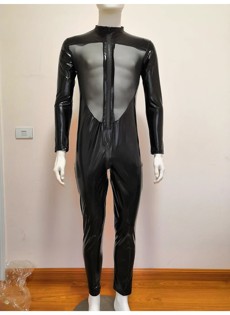 Zdjęcie produktu z kategorii odzieży erotycznej dla mężczyzn - Men Wetlook Faux Leather Bodysuit