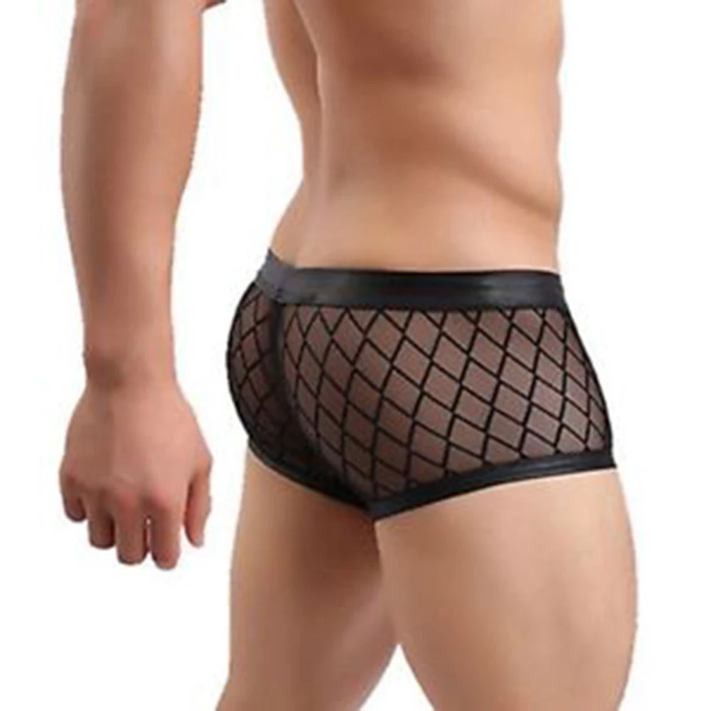 Zdjęcie produktu z kategorii zabawek erotycznych dla gejów - Black Sexy Breathable Thin Boxer