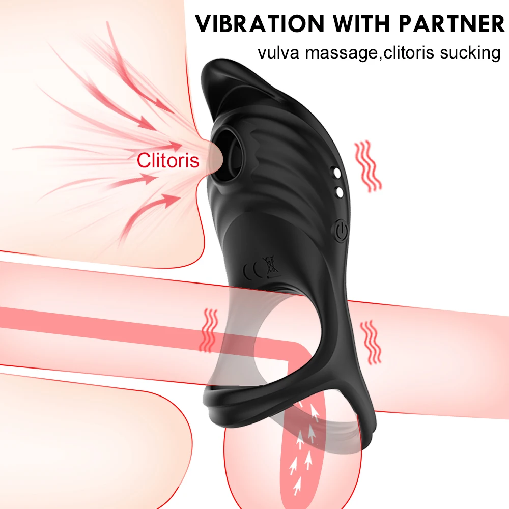 Zdjęcie produktu z kategorii wibratorów dla par - Sucker Clitoris Vibrator Penis Ring