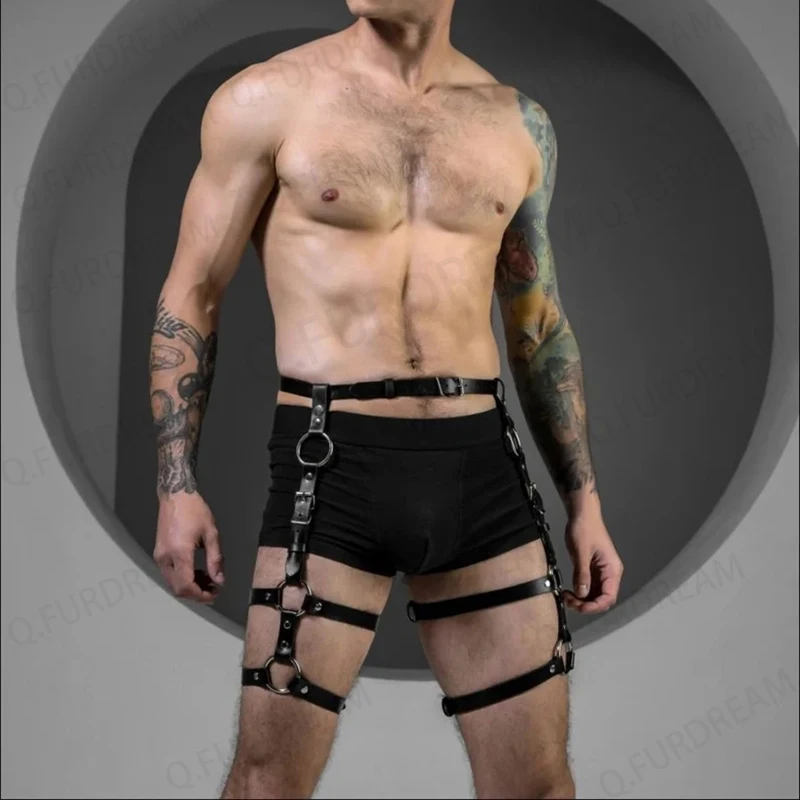 Zdjęcie produktu z kategorii odzieży erotycznej dla mężczyzn - Goth Bdsm Leg Bondage PU