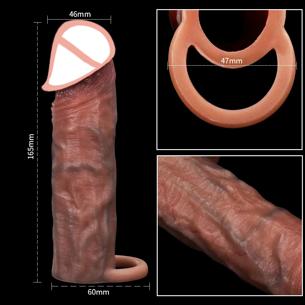 Zdjęcie produktu z kategorii nakładek na penisa - Realistic Penis Sheath Reusable Silicone