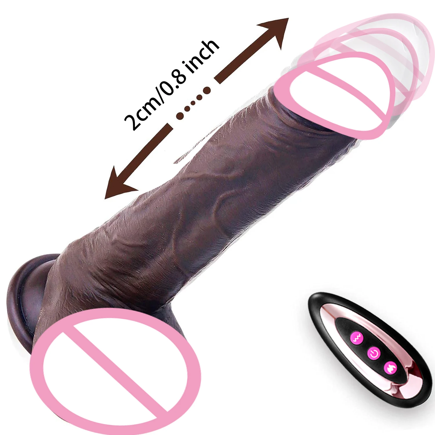 Zdjęcie produktu z kategorii wibratorów pchających - Thrusting Black Cock Realistic Dildo