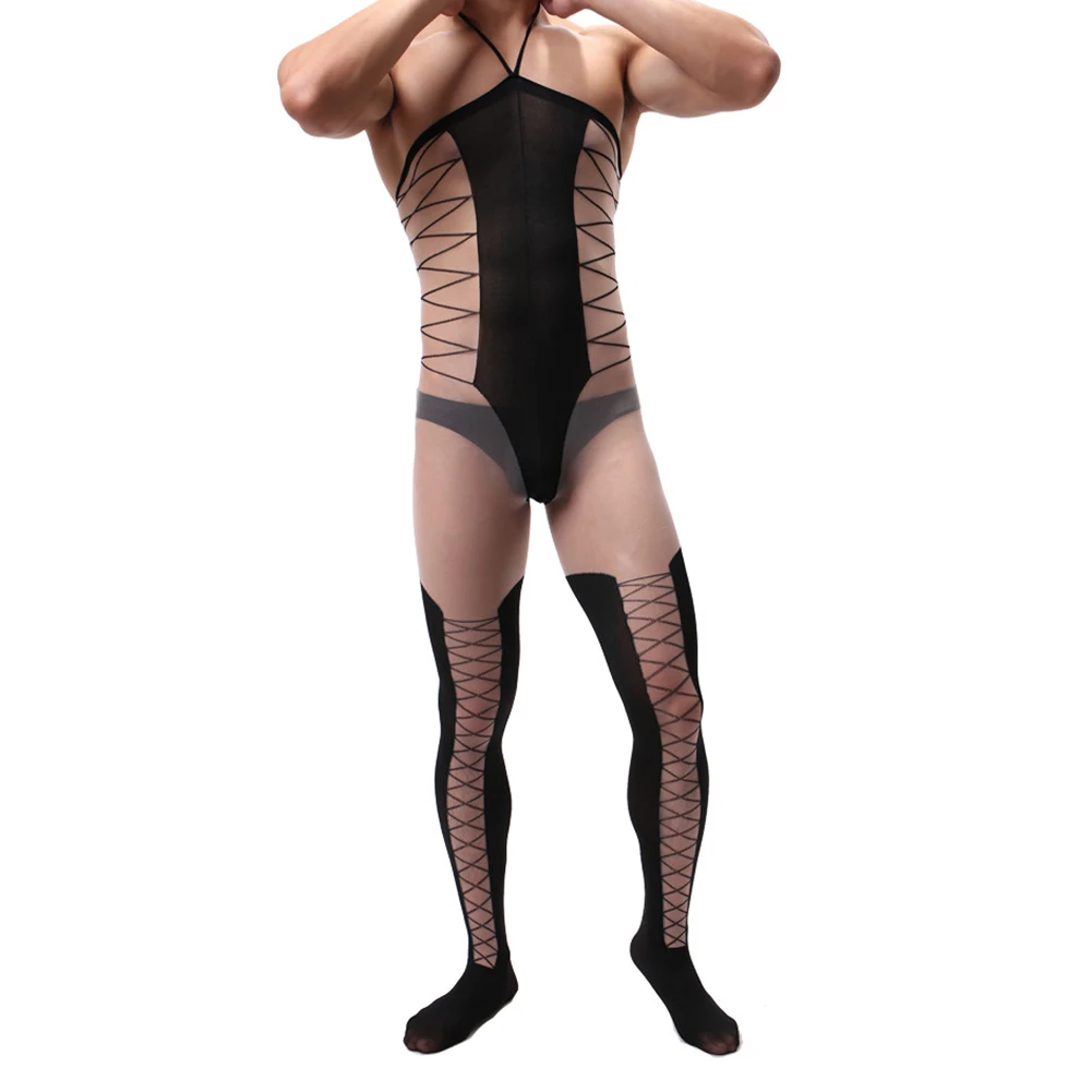Zdjęcie produktu z kategorii odzieży erotycznej dla mężczyzn - Sexy Men Jumpsuit Ultra-thin Sheer