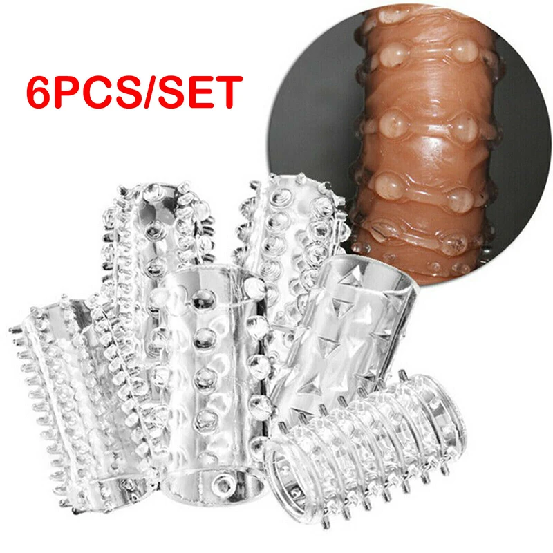 Zdjęcie produktu z kategorii nakładek na penisa - 6PCS Textured Cock Penis Sleeve