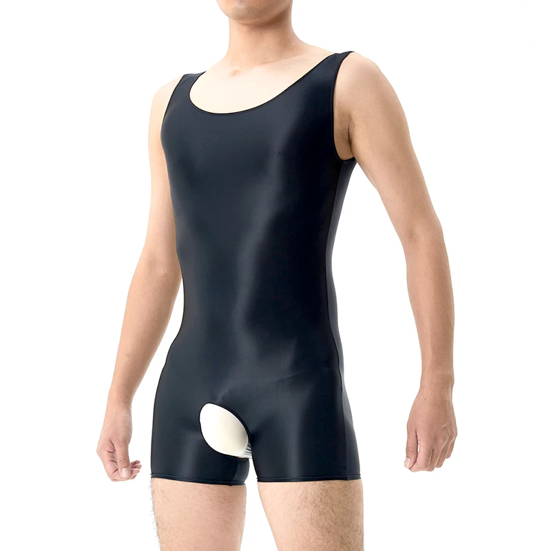 Zdjęcie produktu z kategorii odzieży erotycznej dla mężczyzn - Men Sexy Glossy Jumpsuit Slim