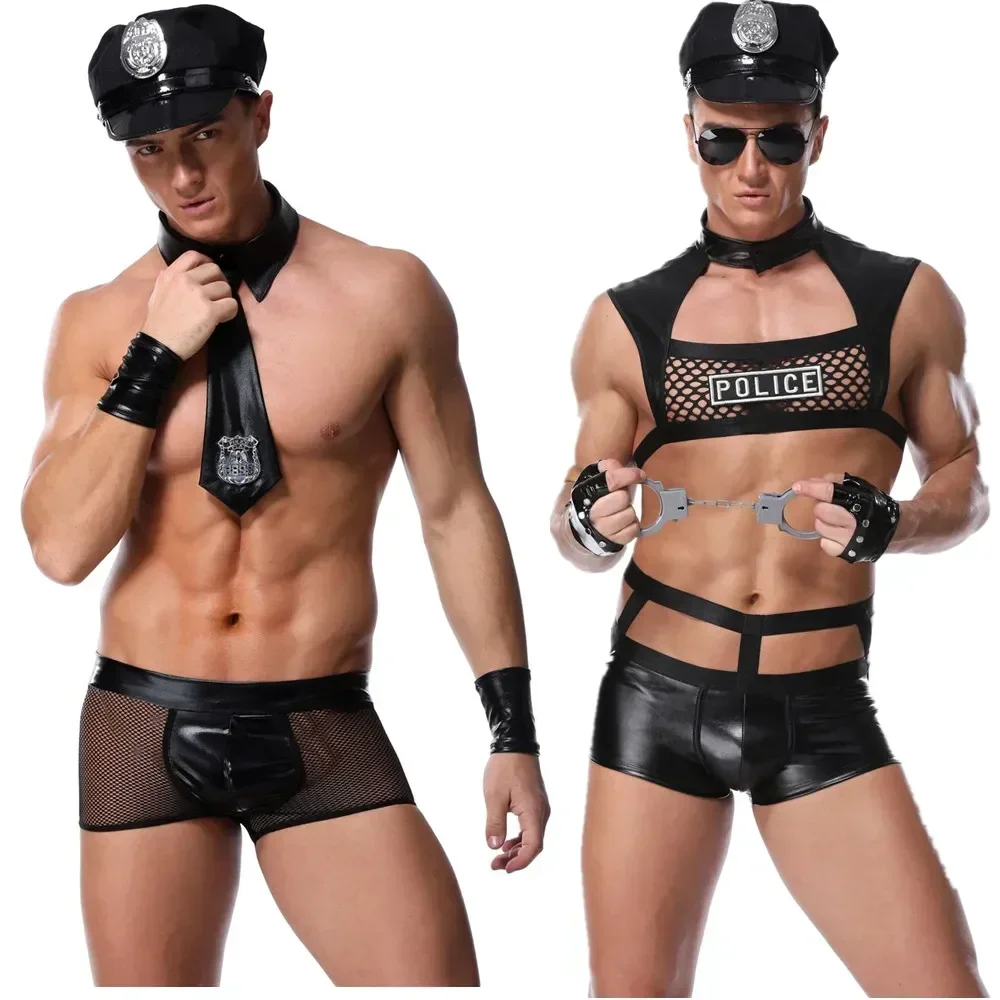 Zdjęcie produktu z kategorii odzieży erotycznej dla mężczyzn - Men Sexy Police Cosplay Costume