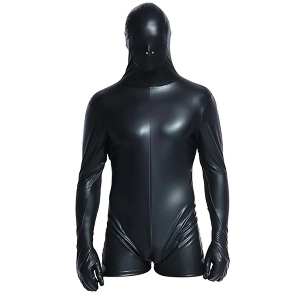 Zdjęcie produktu z kategorii odzieży erotycznej dla mężczyzn - Men Sexy Leather Bodysuit Double