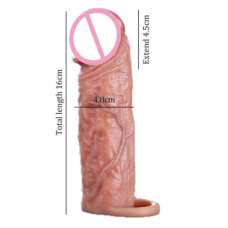 Zdjęcie produktu z kategorii nakładek na penisa - Realistic Liquid Silicone Condom Penis