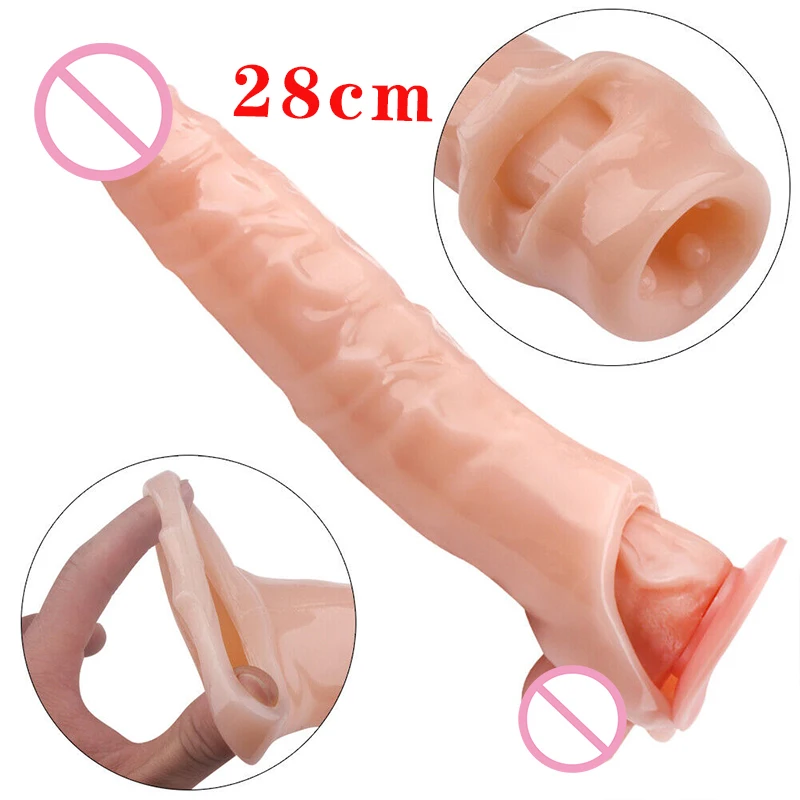 Zdjęcie produktu z kategorii nakładek na penisa - Reusable Big Penis Sleeve Penis