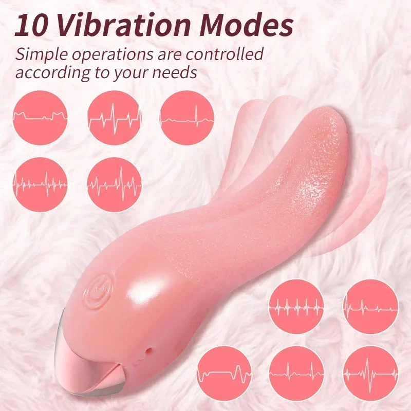 Zdjęcie produktu z kategorii wibratorów łechtaczkowych - 10 Mode Tongue Licking Vibrator