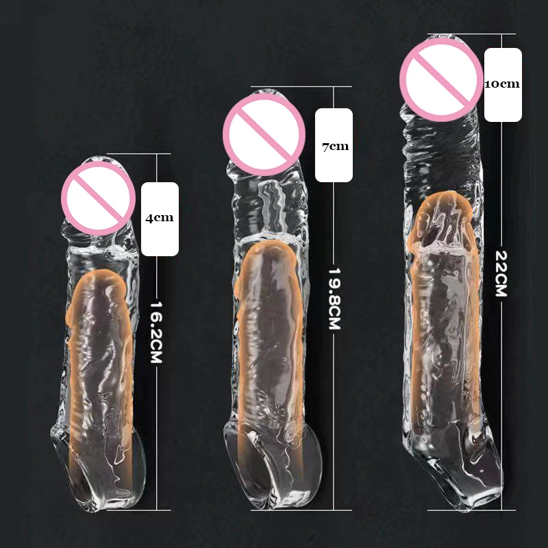 Zdjęcie produktu z kategorii nakładek na penisa - Transparent Penis Extend Sleeve Reusable