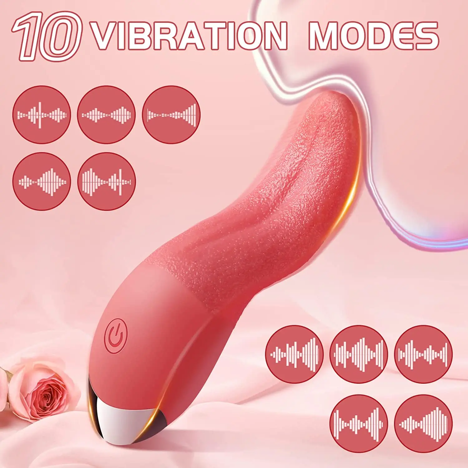 Zdjęcie produktu z kategorii wibratorów dla par - 10 Mode Heating Tongue Licking