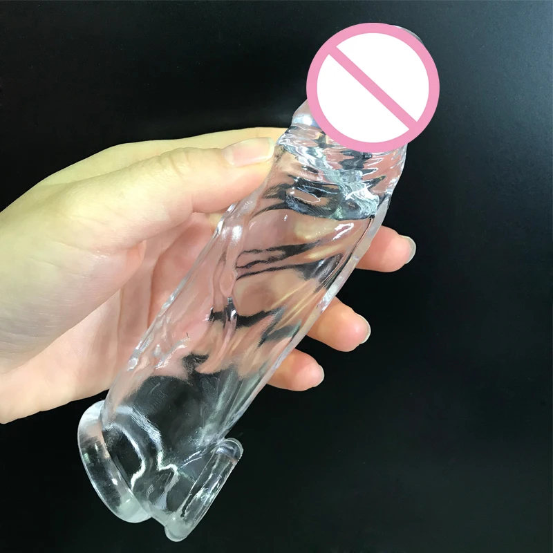 Zdjęcie produktu z kategorii nakładek na penisa - Highly Elastic Crystal Condom Reusable