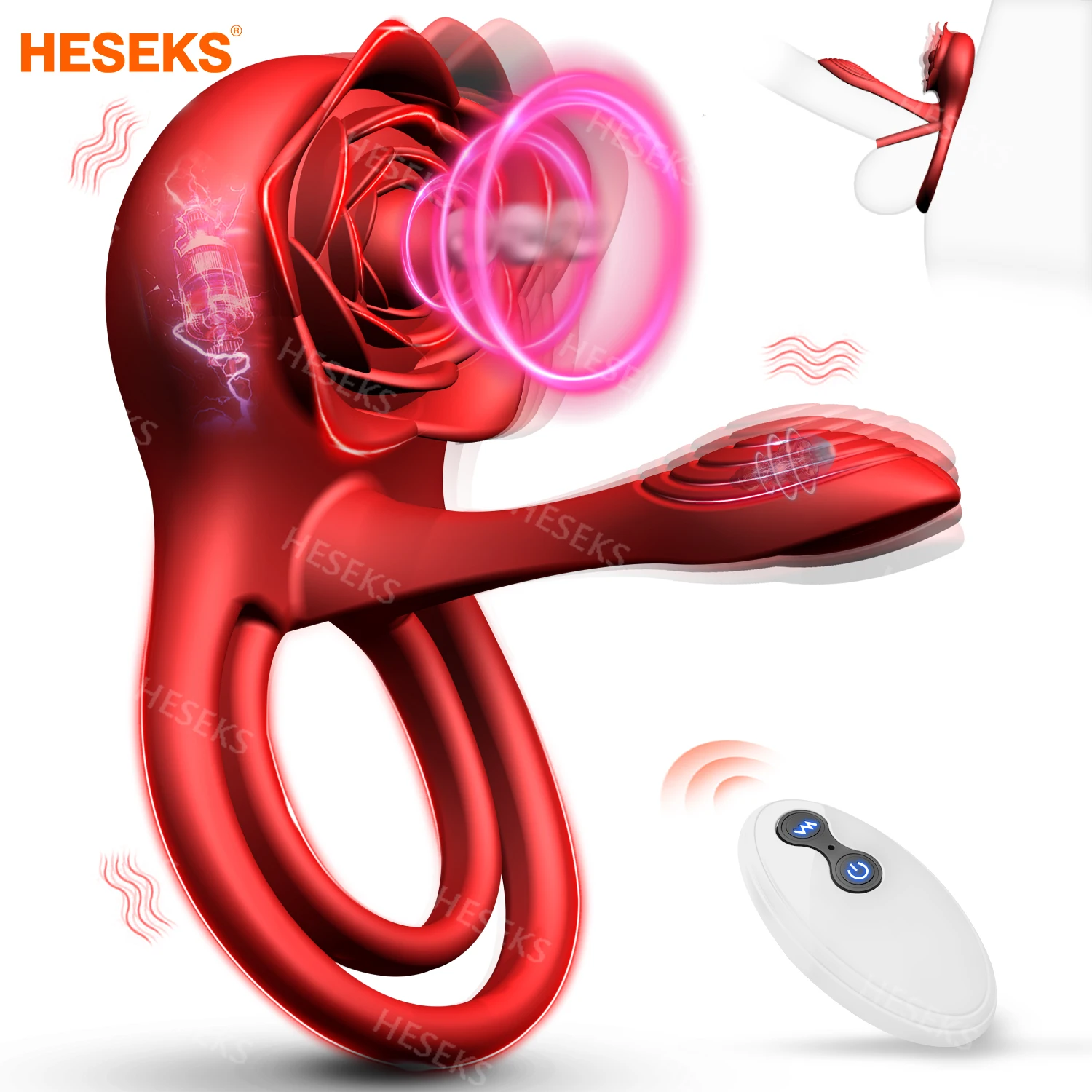 Zdjęcie produktu z kategorii wibratorów łechtaczkowych - HESEKS Rose Vibrating Cock Ring