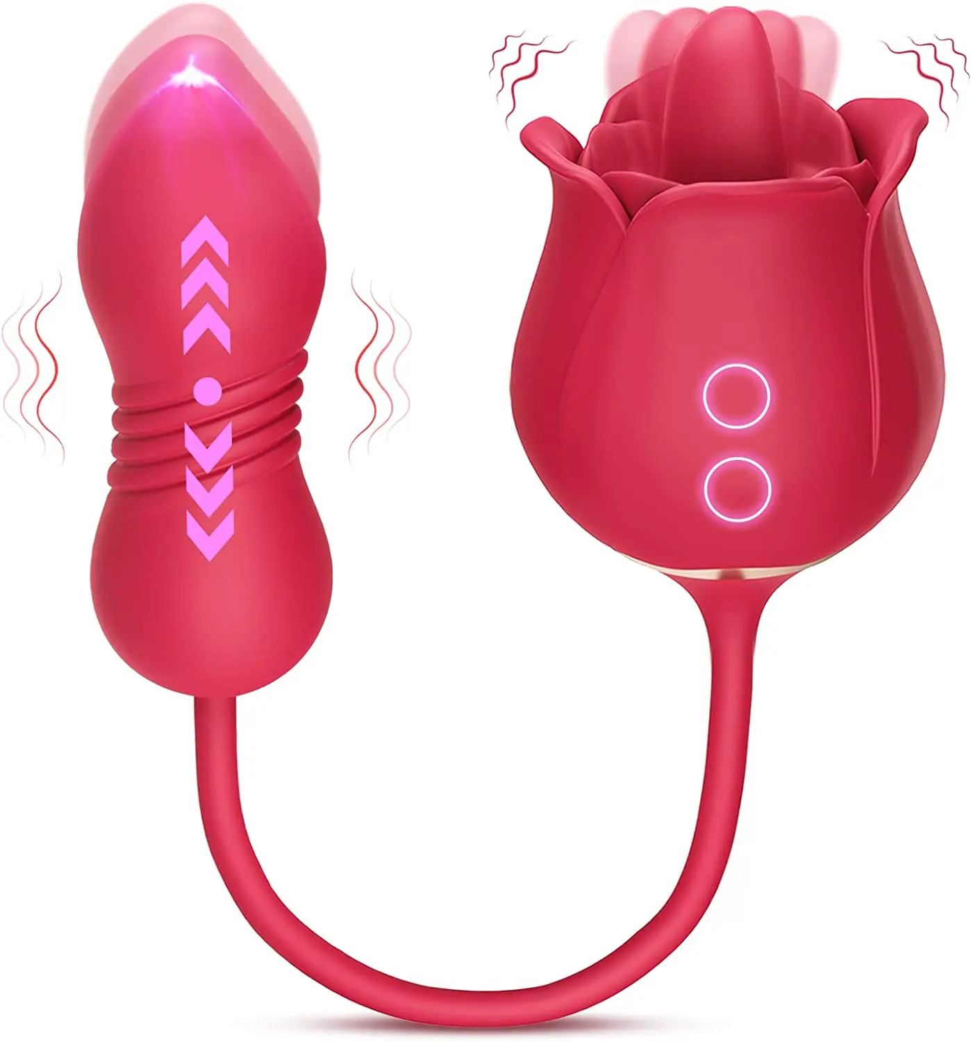 Zdjęcie produktu z kategorii wibratorów pchających - Rose Dildo Thrusting Vibrator Nipple