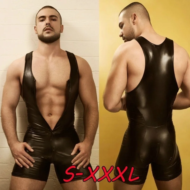 Zdjęcie produktu z kategorii zabawek erotycznych dla gejów - PU Leather Bodysuit For Men