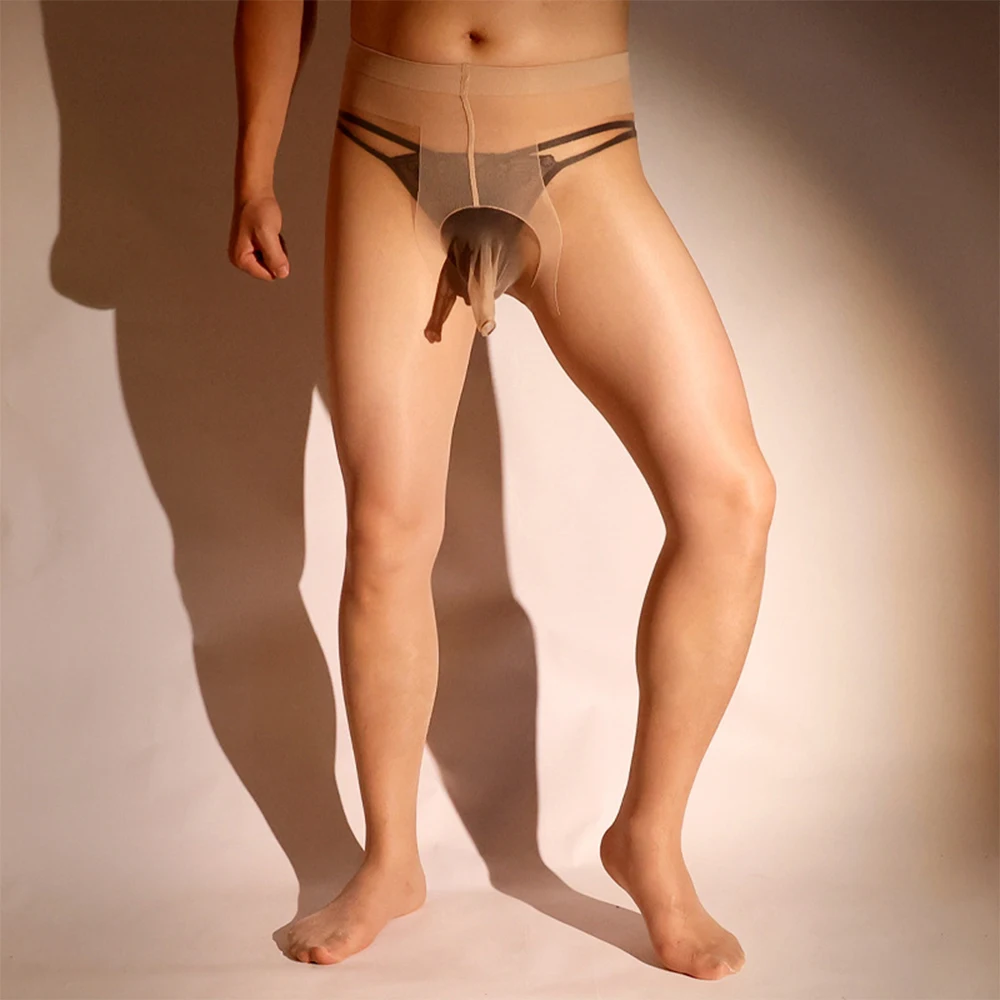 Zdjęcie produktu z kategorii odzieży erotycznej dla mężczyzn - Mens Shiny Glossy Pantyhose Nylon