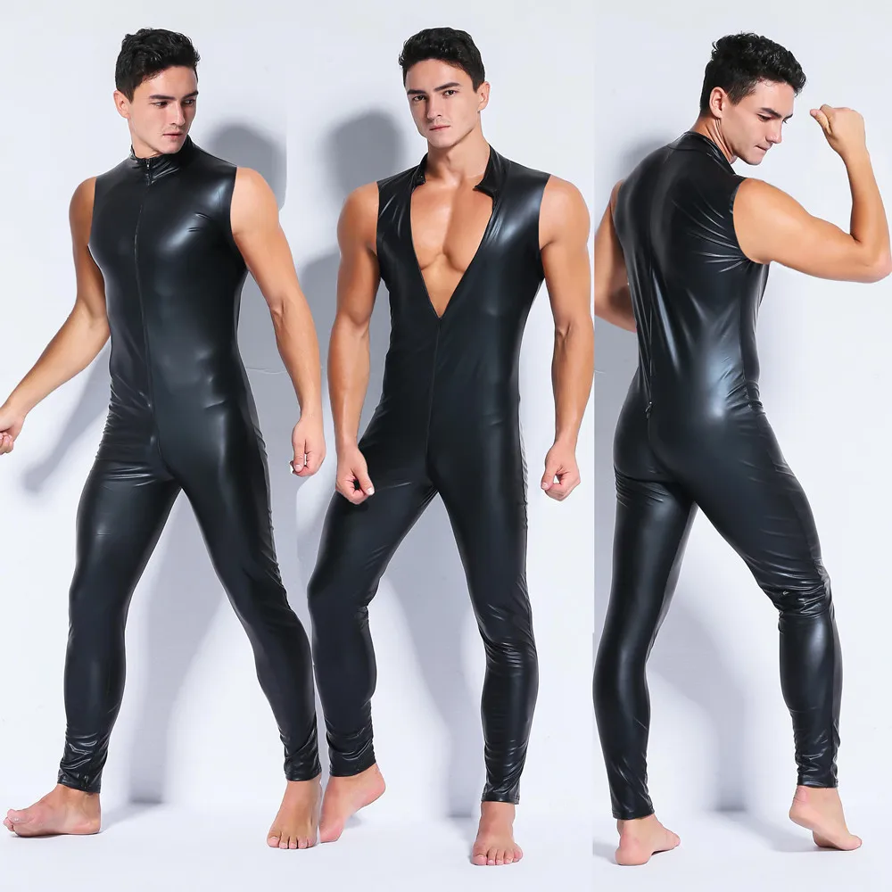 Zdjęcie produktu z kategorii odzieży erotycznej dla mężczyzn - Men Black Wet Look Faux