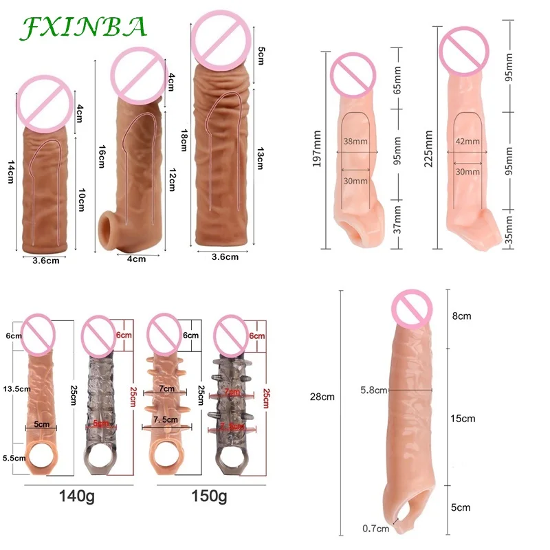 Zdjęcie produktu z kategorii nakładek na penisa - FXINBA 14-27cm Realistic Penis Sleeve
