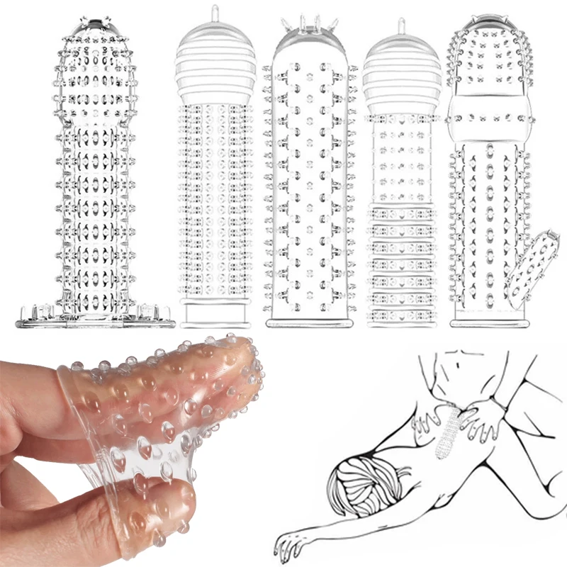 Zdjęcie produktu z kategorii wibratorów na palec - Male Penis Covers Extender Condoms