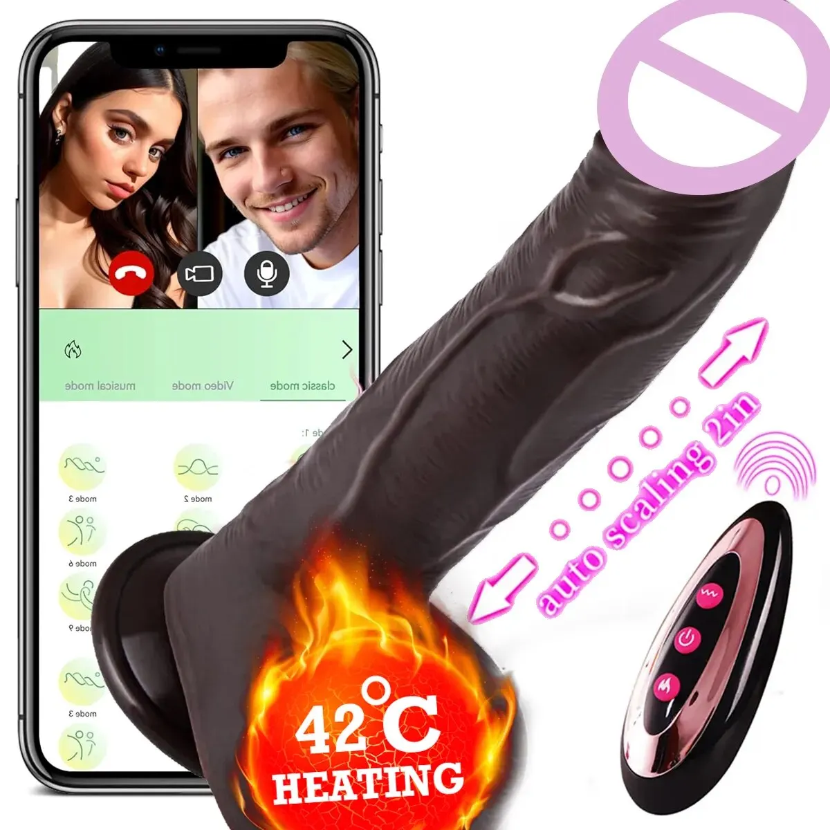 Zdjęcie produktu z kategorii wibratorów pchających - App Thrusting Black Realistic Penis