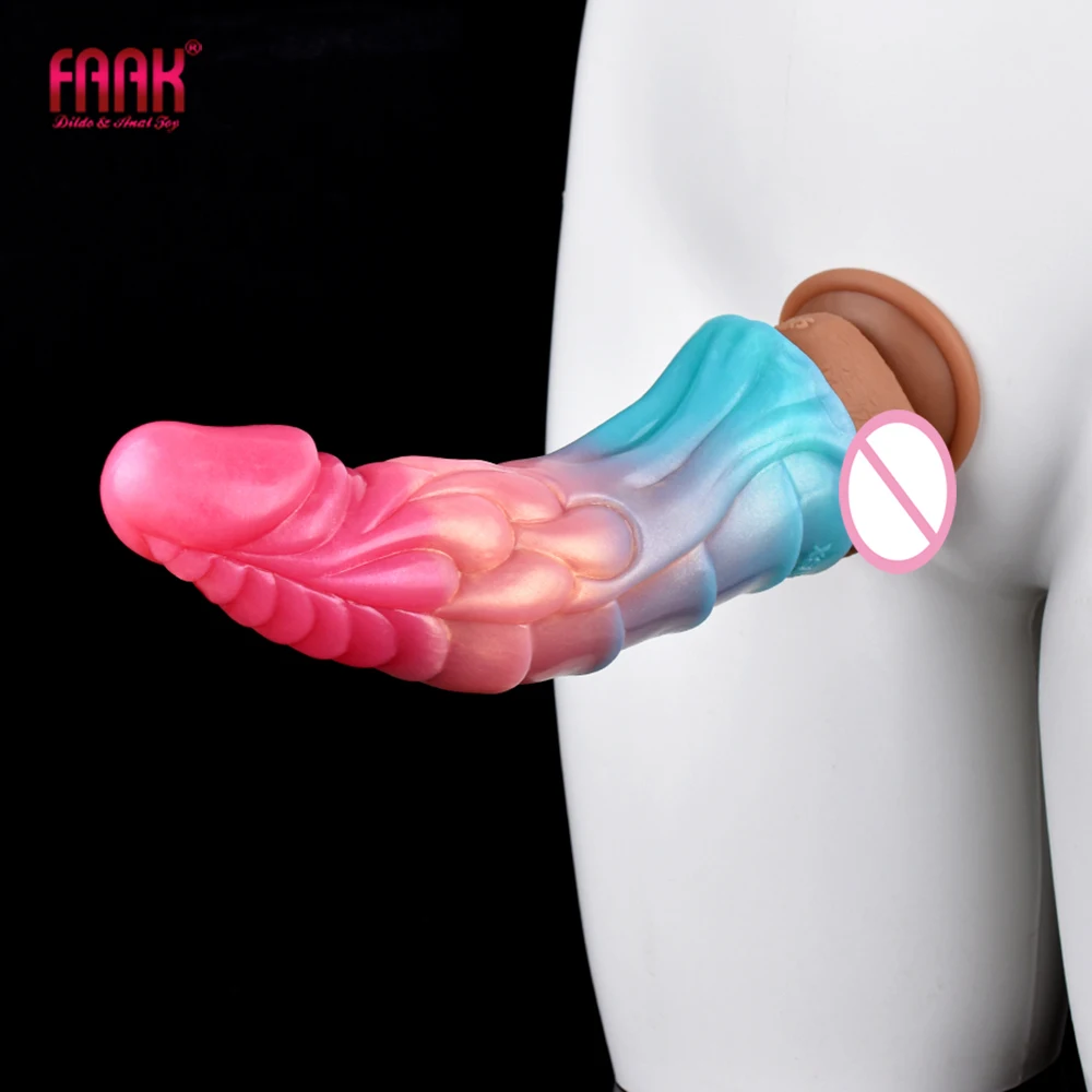 Zdjęcie produktu z kategorii nakładek na penisa - FAAK Silicone Fantasy Ribbed Sheath