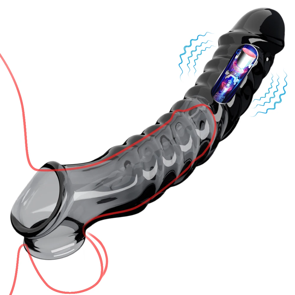 Zdjęcie produktu z kategorii pierścienie erekcyjne - Penis Sleeve Extensions Condom Male