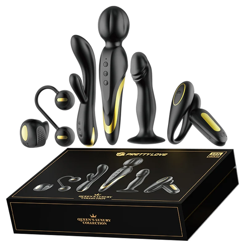 Zdjęcie produktu z kategorii wibratorów luksusowych - Prettylove Luxury gold-plated 6pcs/set Erotic