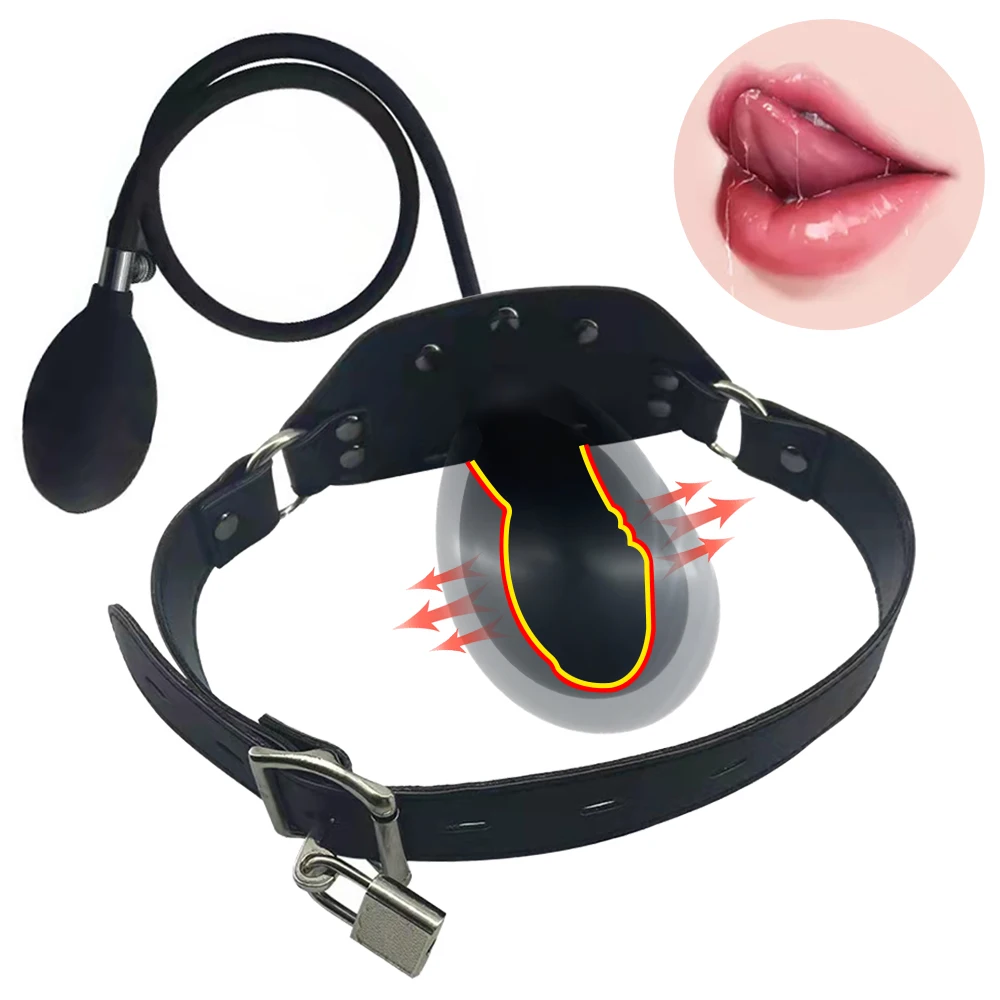 Zdjęcie produktu z kategorii gadżetów BDSM - Inflatable Mouth Gag Silicone Ball