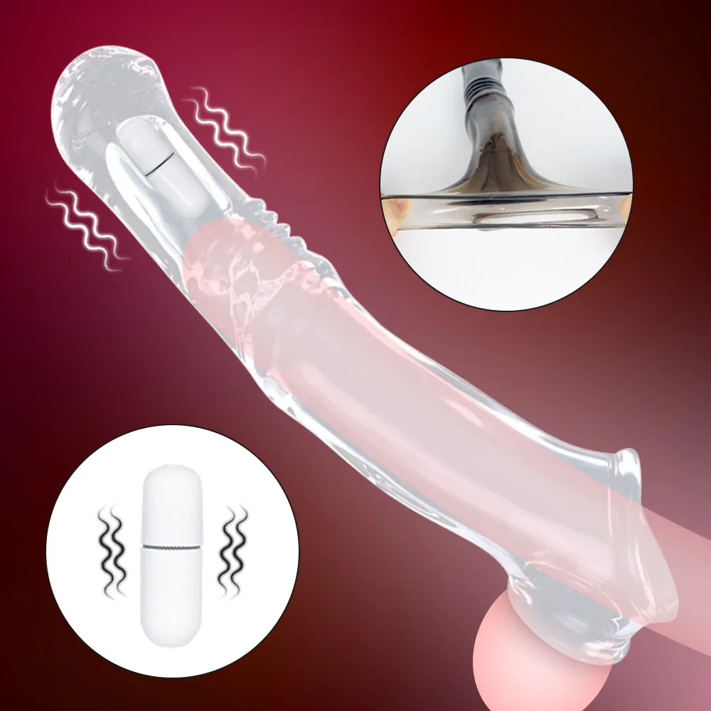 Zdjęcie produktu z kategorii wibratorów punktu G - Reusable Penis Sleeves Condom Dick