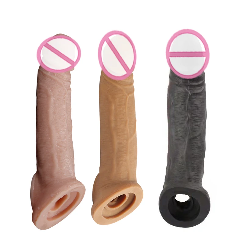 Zdjęcie produktu z kategorii nakładek na penisa - Silicone Soft Realistic Dildos Sleeve
