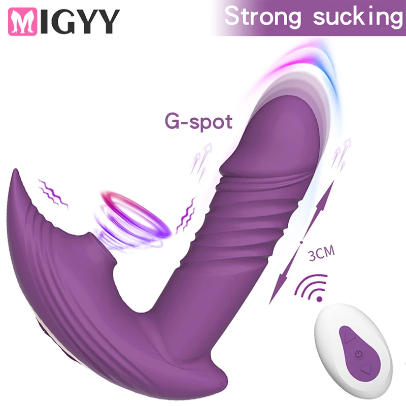Zdjęcie produktu z kategorii wibratorów do majtek - Telescopic Dildo Vibrator Clitoris Sucking