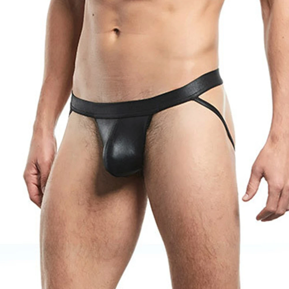 Zdjęcie produktu z kategorii odzieży erotycznej dla mężczyzn - Sexy Men Thongs Faux Leather