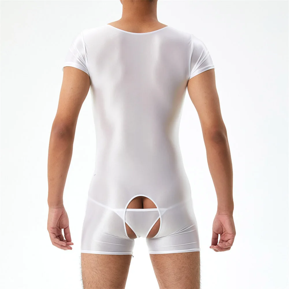 Zdjęcie produktu z kategorii odzieży erotycznej dla mężczyzn - Sexy Men Glossy Jumpsuit Slim