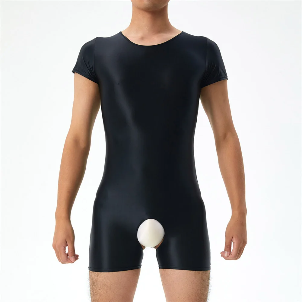 Zdjęcie produktu z kategorii odzieży erotycznej dla mężczyzn - Sexy Men Glossy Jumpsuit Slim