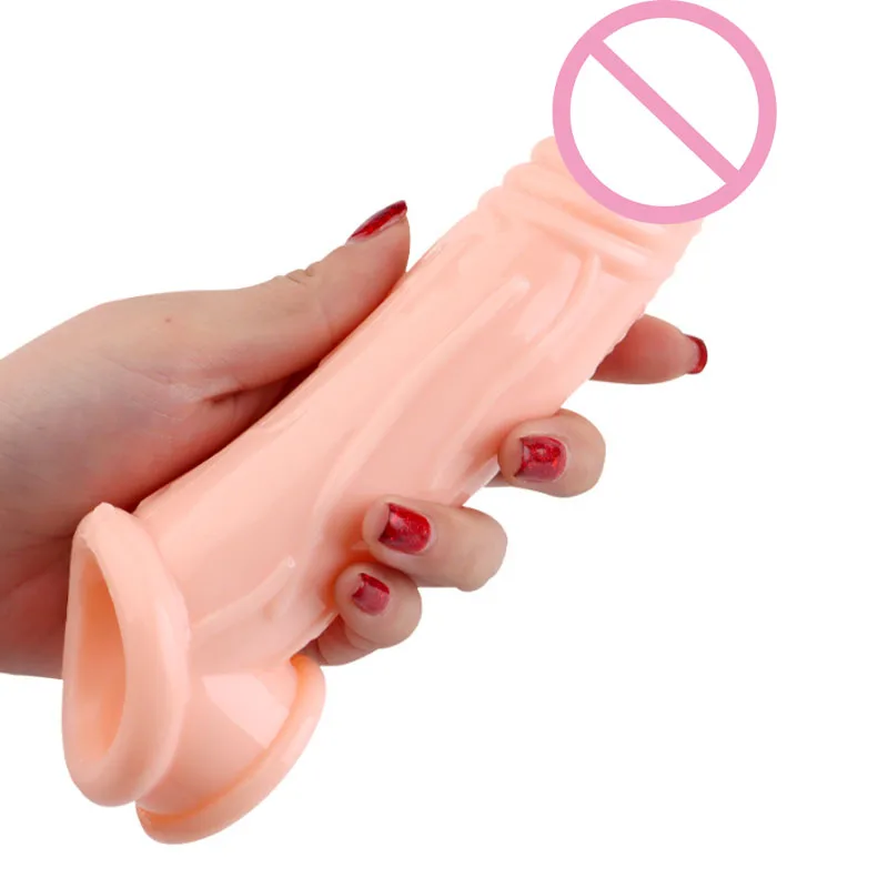 Zdjęcie produktu z kategorii nakładek na penisa - 18CM Penis Enlaergment Sleeve Sex